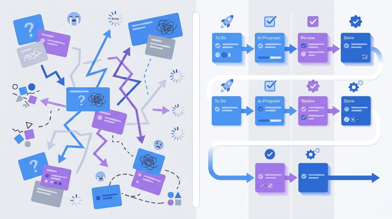 workflow không được chuẩn hóa khiến quy trình rối loạn, thiếu nhất quán và dễ phát sinh bottleneck trong doanh nghiệp