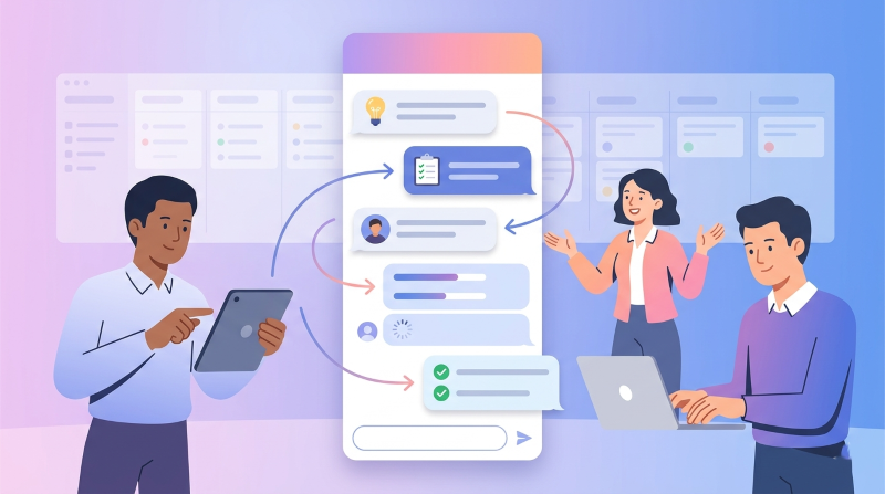 Làm việc trong chat giúp tổ chức quy trình công việc linh hoạt ngay trong hội thoại liên tục