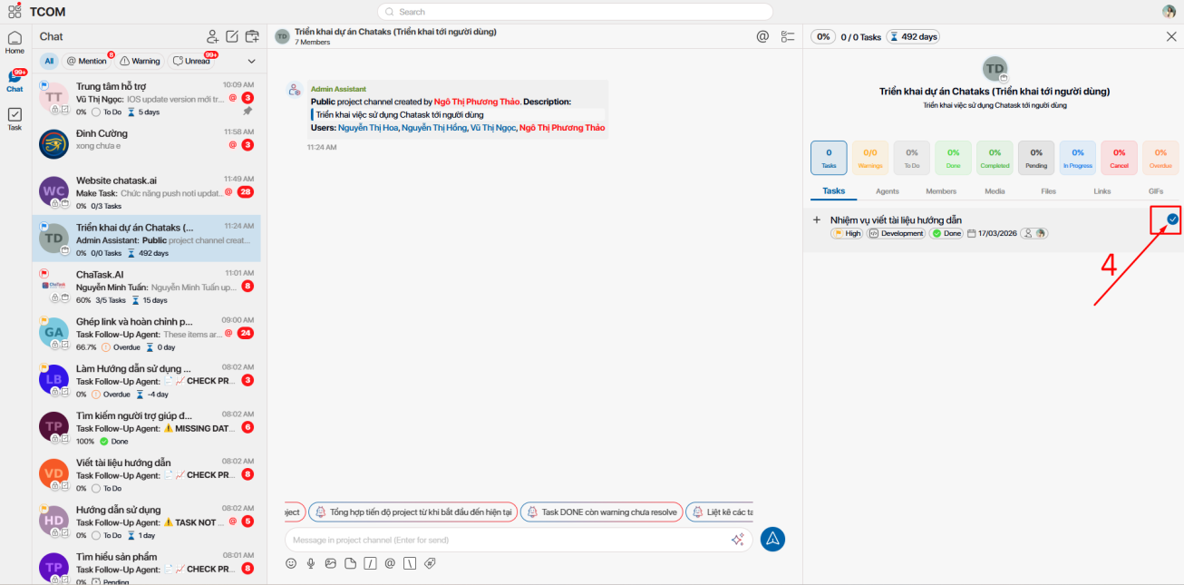 task thread in chatask