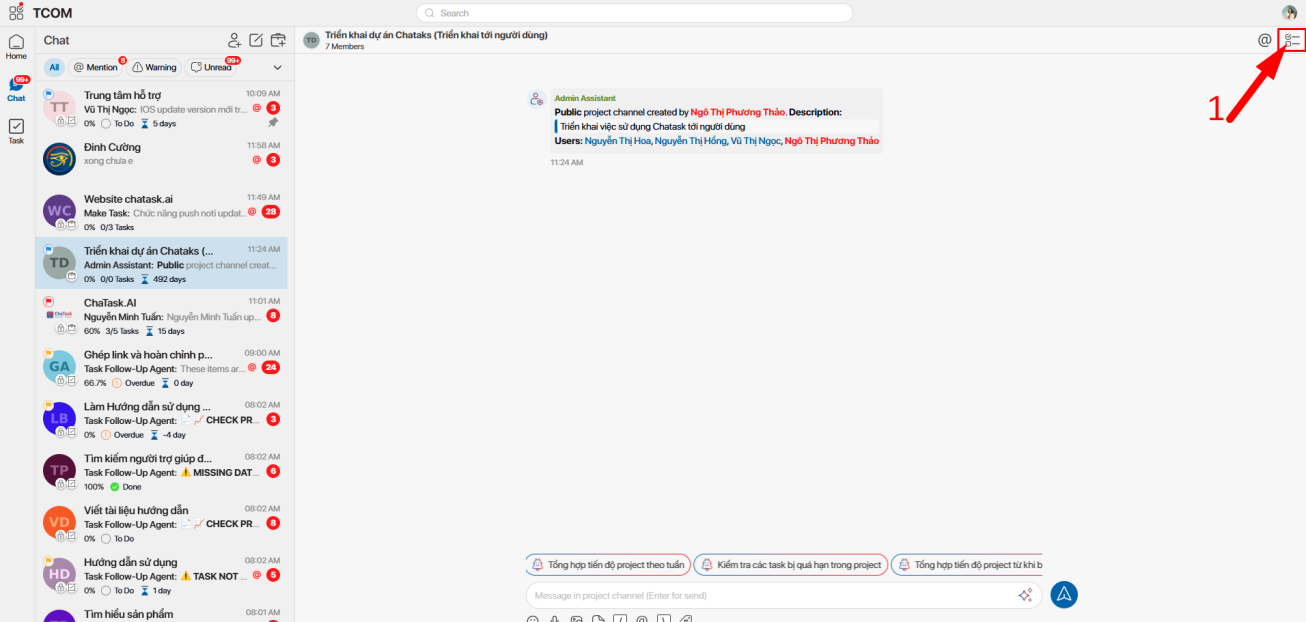 task thread in chatask