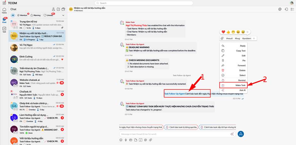 make task in chat