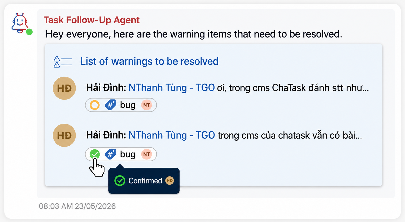 quy trinh 2 buoc cua label warning