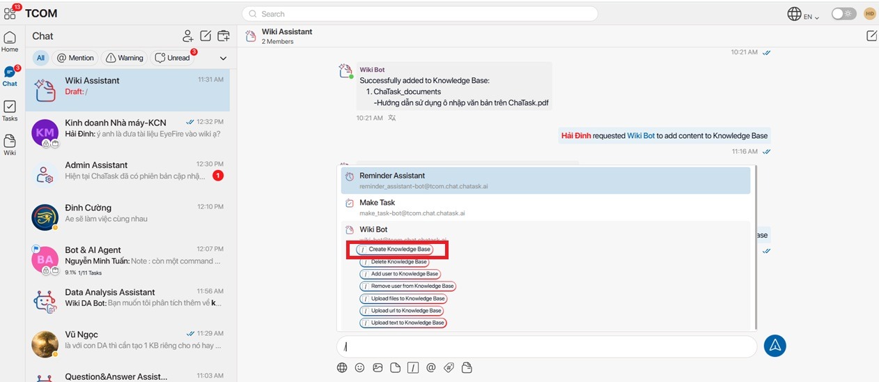 danh sach wiki commands