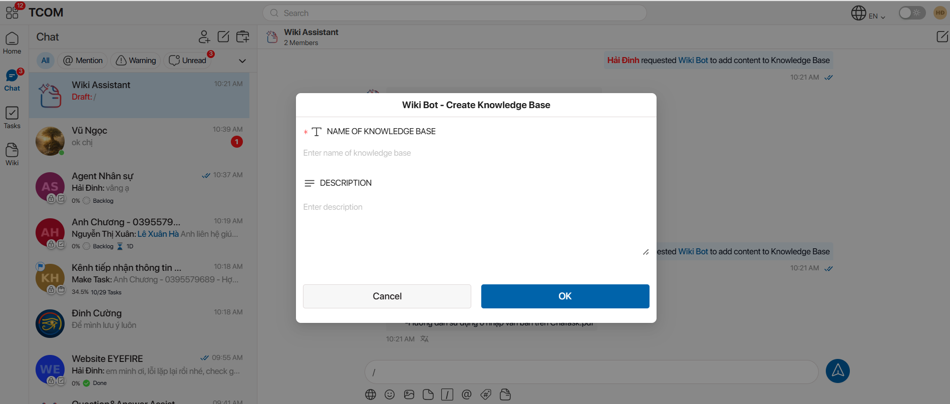 tao knowledge base voi wiki assistant