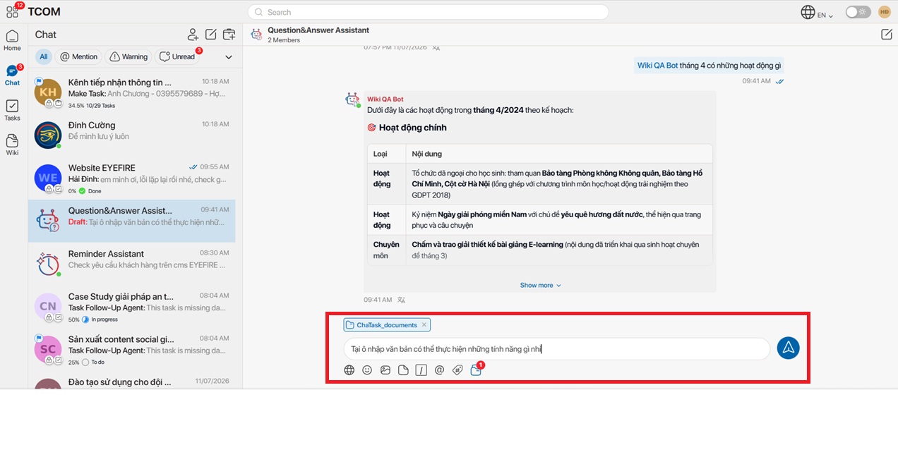chat with wiki bot
