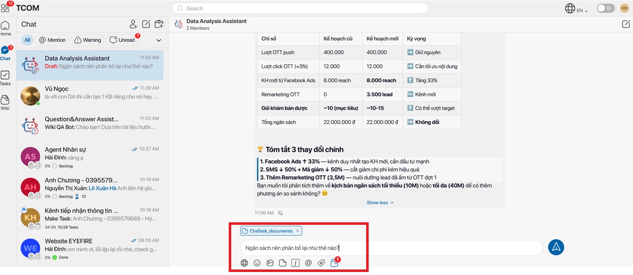 Chatask data analysis bot