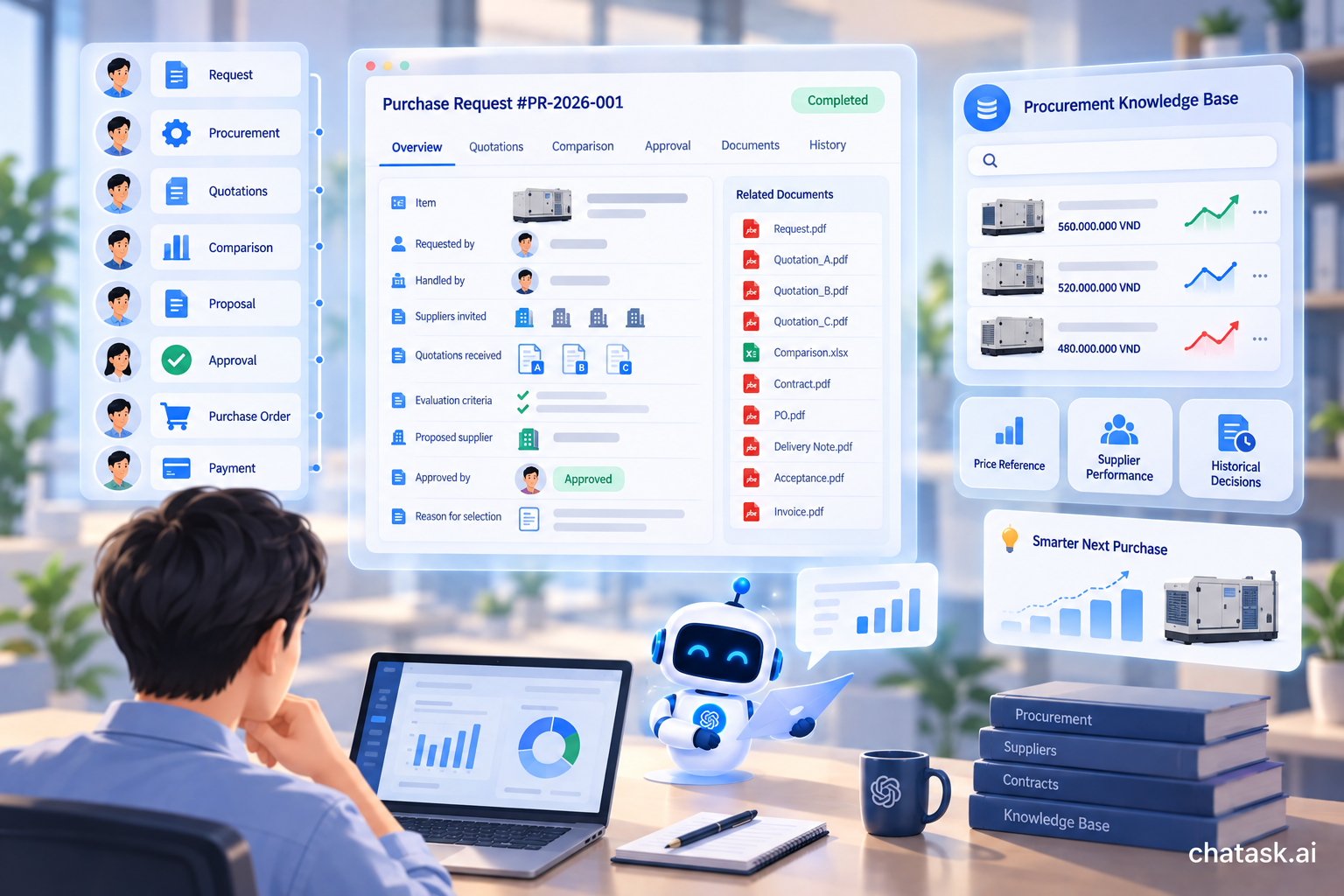 AI workspace cho quy trinh mua sam